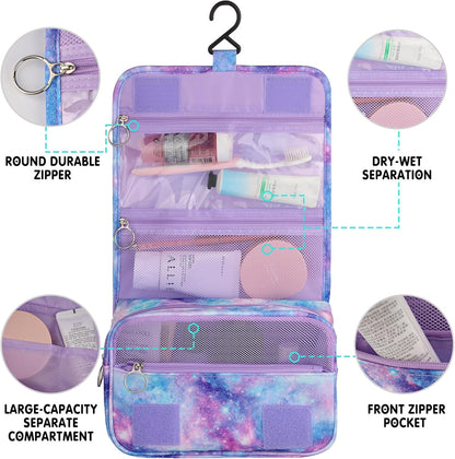 Purple Hanging Toiletry Bag for Girls, Travel Toiletry Bag for Teen Girls Cosmetic Makeup Waterproof Wash Bag Traveling Toiletries, Fluid
