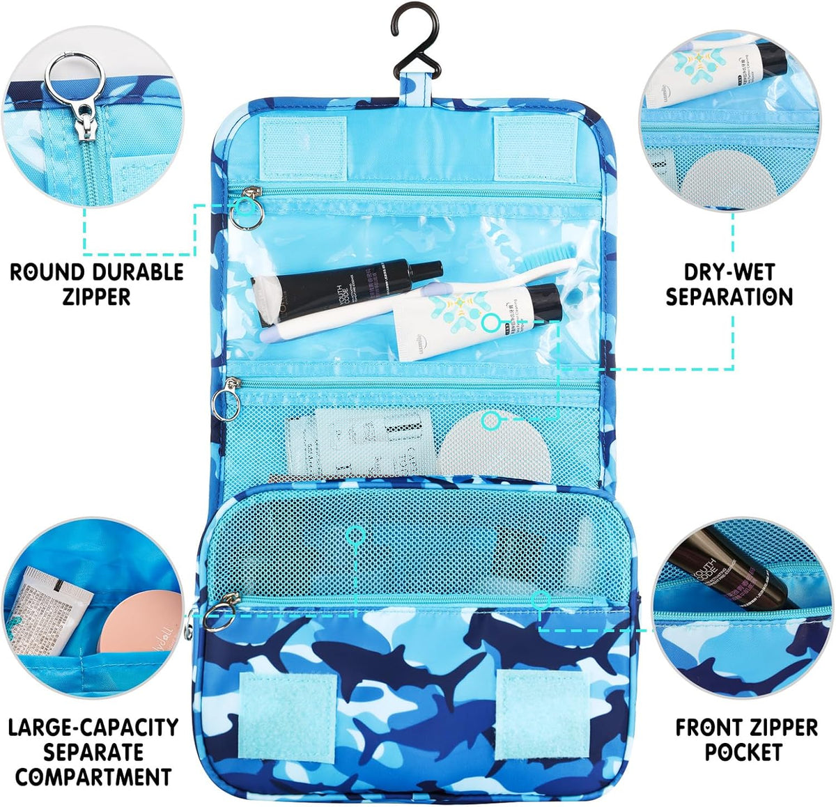 Purple Hanging Toiletry Bag for Girls, Travel Toiletry Bag for Teen Girls Cosmetic Makeup Waterproof Wash Bag Traveling Toiletries, Fluid