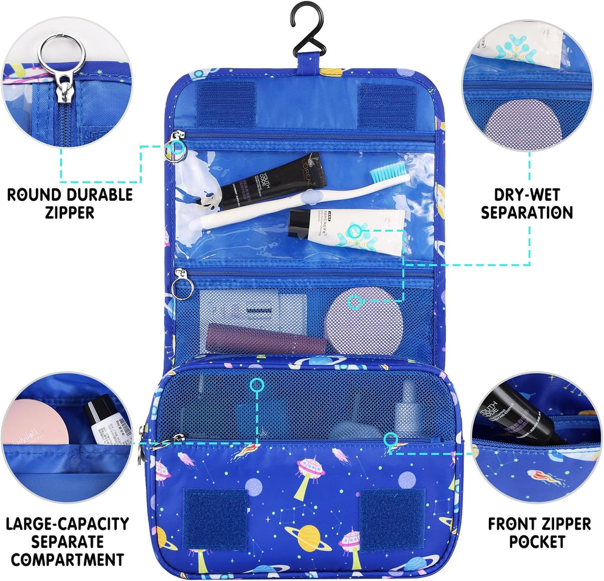 Purple Hanging Toiletry Bag for Girls, Travel Toiletry Bag for Teen Girls Cosmetic Makeup Waterproof Wash Bag Traveling Toiletries, Fluid