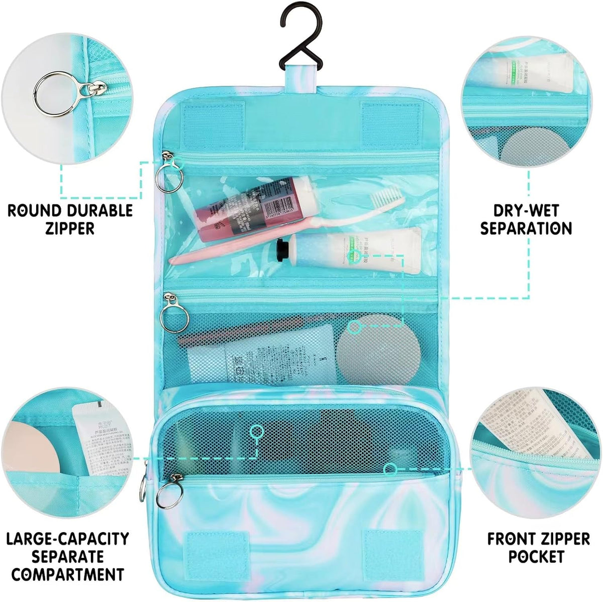 Purple Hanging Toiletry Bag for Girls, Travel Toiletry Bag for Teen Girls Cosmetic Makeup Waterproof Wash Bag Traveling Toiletries, Fluid