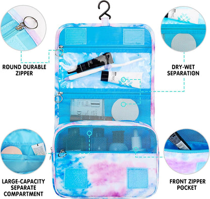 Purple Hanging Toiletry Bag for Girls, Travel Toiletry Bag for Teen Girls Cosmetic Makeup Waterproof Wash Bag Traveling Toiletries, Fluid