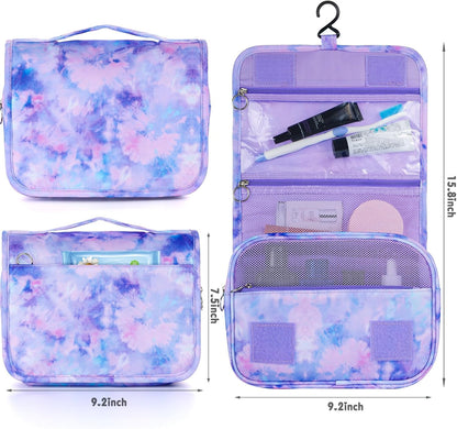 Purple Hanging Toiletry Bag for Girls, Travel Toiletry Bag for Teen Girls Cosmetic Makeup Waterproof Wash Bag Traveling Toiletries, Fluid