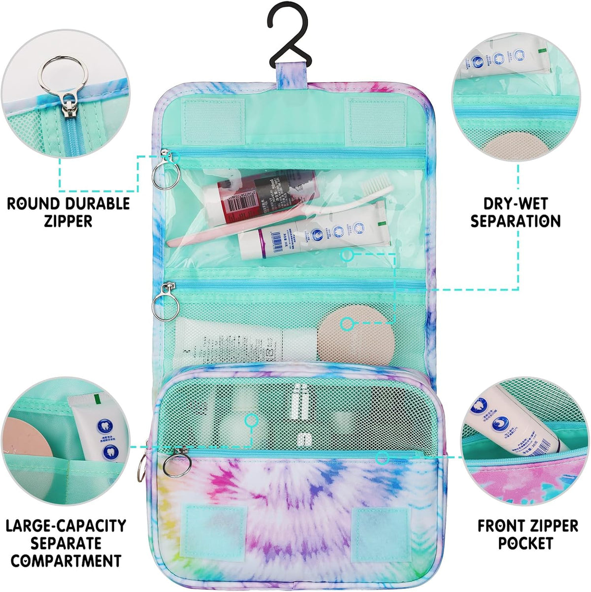 Purple Hanging Toiletry Bag for Girls, Travel Toiletry Bag for Teen Girls Cosmetic Makeup Waterproof Wash Bag Traveling Toiletries, Fluid