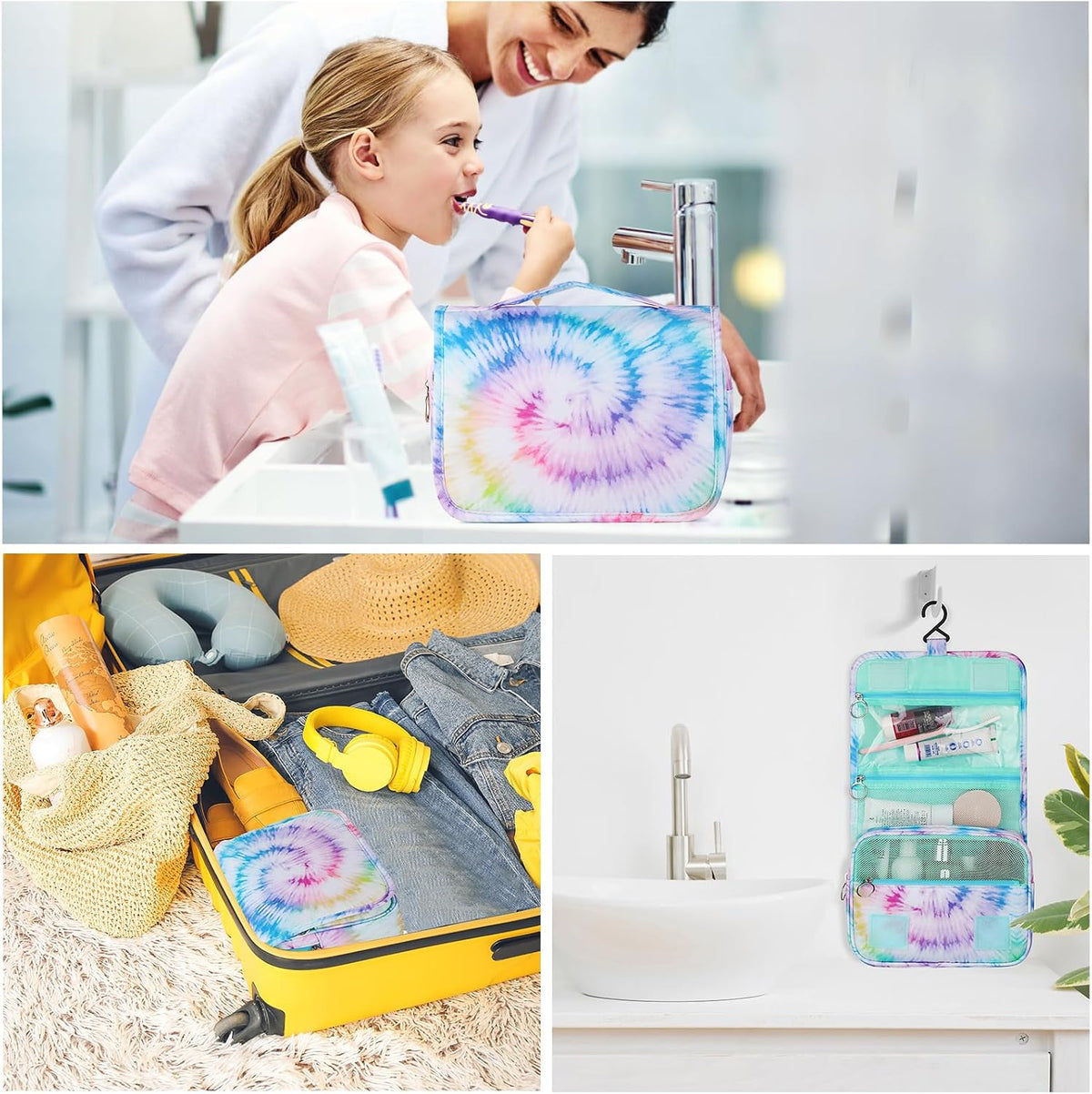 Purple Hanging Toiletry Bag for Girls, Travel Toiletry Bag for Teen Girls Cosmetic Makeup Waterproof Wash Bag Traveling Toiletries, Fluid