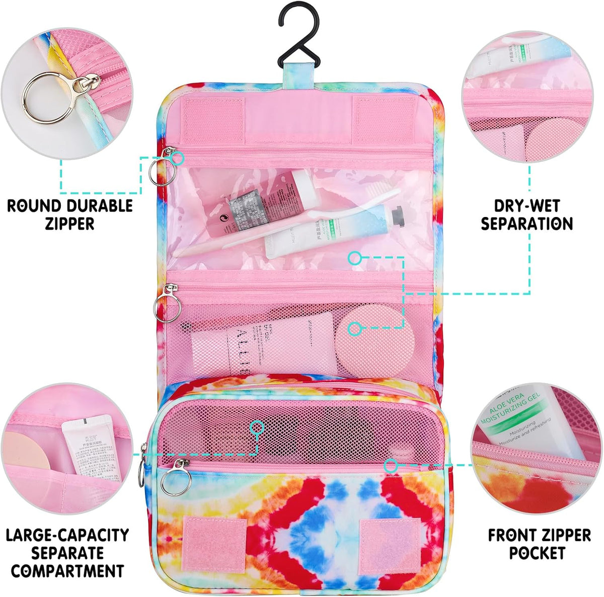 Purple Hanging Toiletry Bag for Girls, Travel Toiletry Bag for Teen Girls Cosmetic Makeup Waterproof Wash Bag Traveling Toiletries, Fluid
