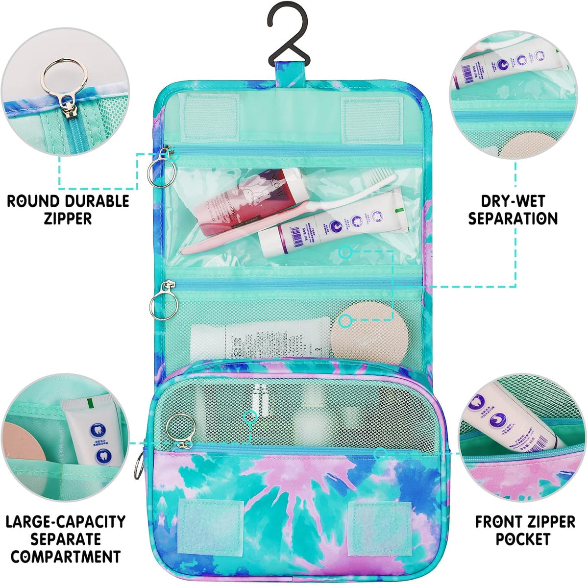 Purple Hanging Toiletry Bag for Girls, Travel Toiletry Bag for Teen Girls Cosmetic Makeup Waterproof Wash Bag Traveling Toiletries, Fluid