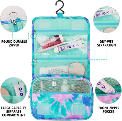 Purple Hanging Toiletry Bag for Girls, Travel Toiletry Bag for Teen Girls Cosmetic Makeup Waterproof Wash Bag Traveling Toiletries, Fluid