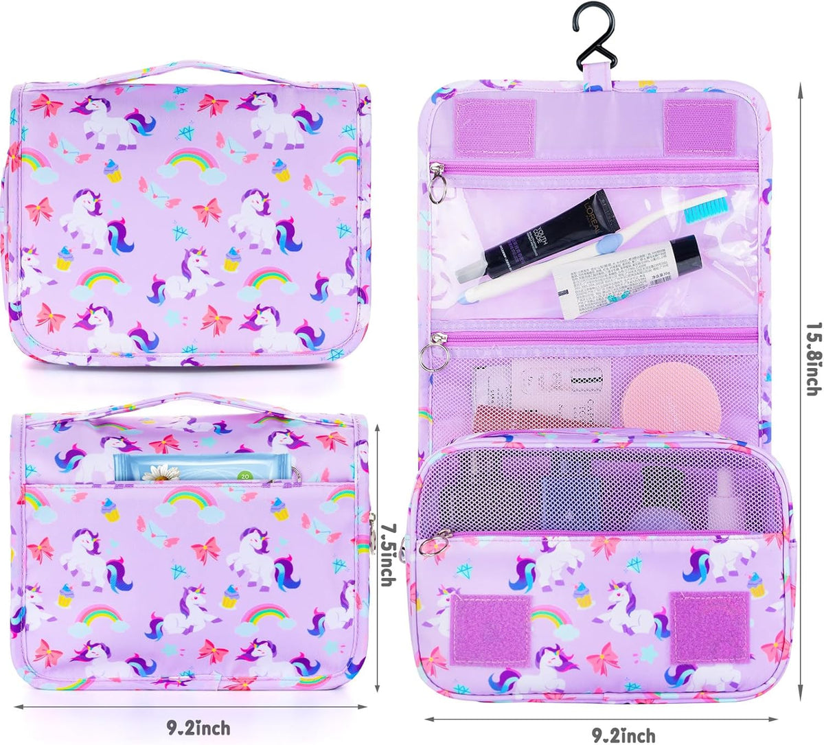 Purple Hanging Toiletry Bag for Girls, Travel Toiletry Bag for Teen Girls Cosmetic Makeup Waterproof Wash Bag Traveling Toiletries, Fluid