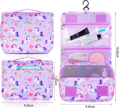 Purple Hanging Toiletry Bag for Girls, Travel Toiletry Bag for Teen Girls Cosmetic Makeup Waterproof Wash Bag Traveling Toiletries, Fluid