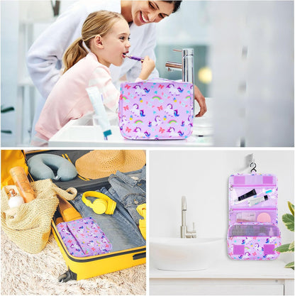 Purple Hanging Toiletry Bag for Girls, Travel Toiletry Bag for Teen Girls Cosmetic Makeup Waterproof Wash Bag Traveling Toiletries, Fluid