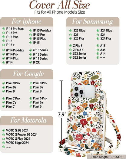 Phone Purse for Women - Cute Small Crossbody Bags Cellphone Wallet with Adjustable Strap Zipper and Card Slots