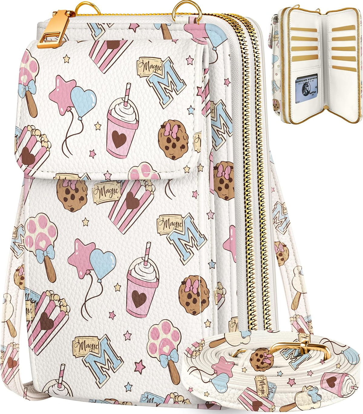 Phone Purse for Women - Cute Small Crossbody Bags Cellphone Wallet with Adjustable Strap Zipper and Card Slots