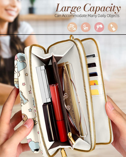 Phone Purse for Women - Cute Small Crossbody Bags Cellphone Wallet with Adjustable Strap Zipper and Card Slots