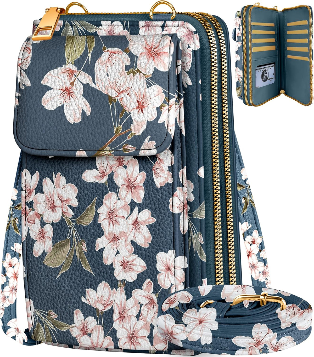 Phone Purse for Women - Cute Small Crossbody Bags Cellphone Wallet with Adjustable Strap Zipper and Card Slots