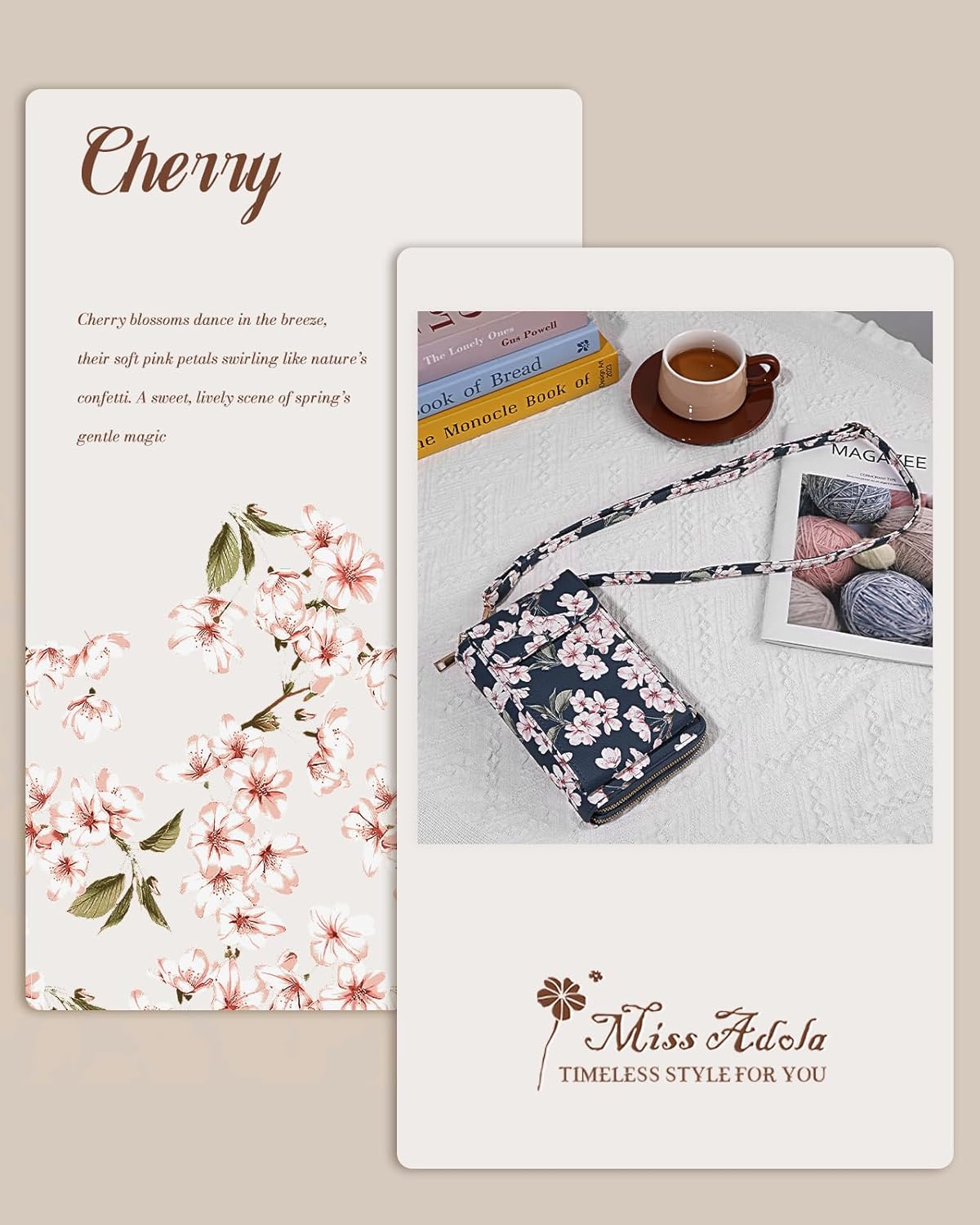 Phone Purse for Women - Cute Small Crossbody Bags Cellphone Wallet with Adjustable Strap Zipper and Card Slots