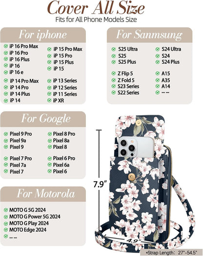 Phone Purse for Women - Cute Small Crossbody Bags Cellphone Wallet with Adjustable Strap Zipper and Card Slots