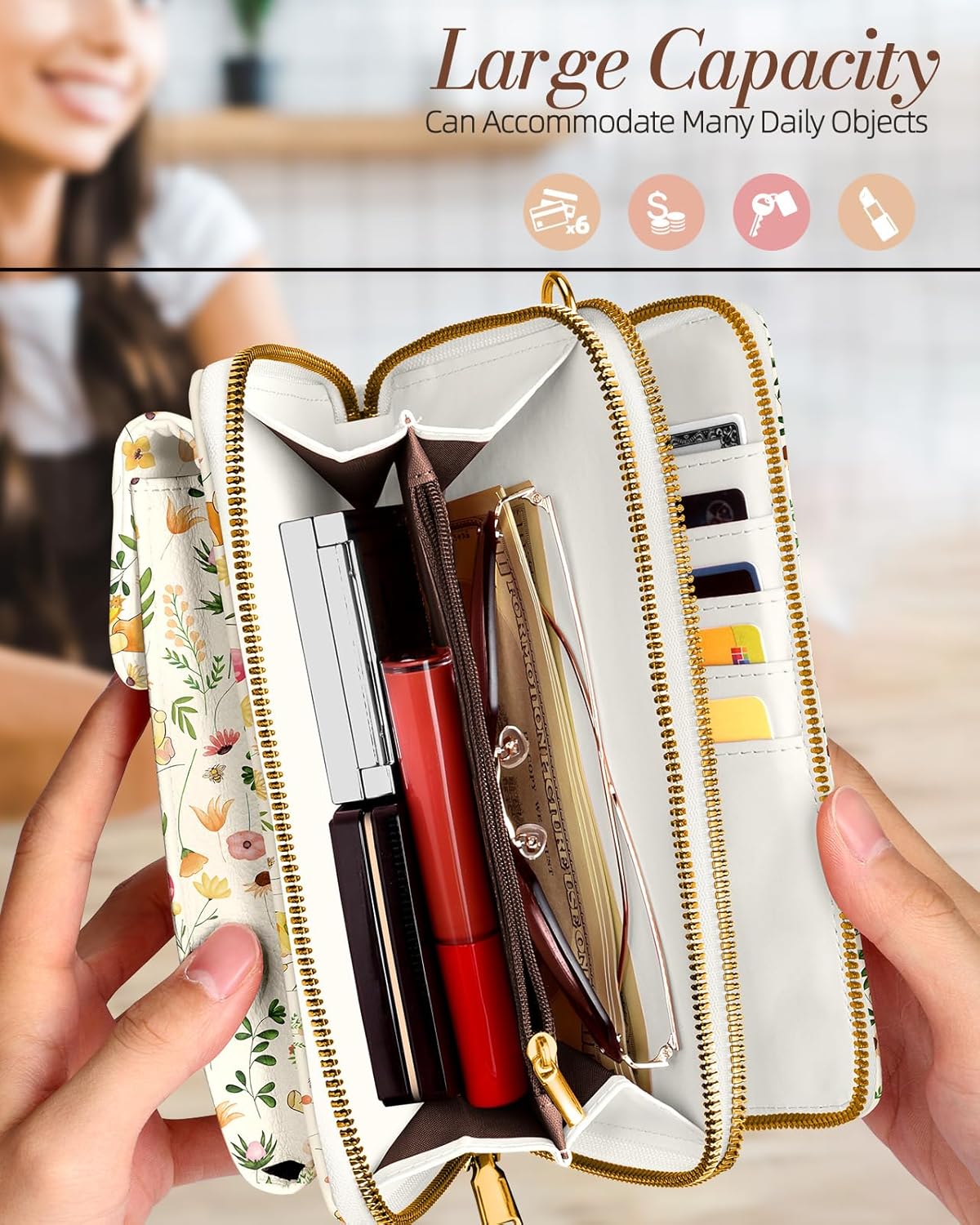 Phone Purse for Women - Cute Small Crossbody Bags Cellphone Wallet with Adjustable Strap Zipper and Card Slots