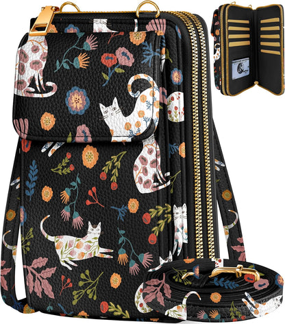 Phone Purse for Women - Cute Small Crossbody Bags Cellphone Wallet with Adjustable Strap Zipper and Card Slots