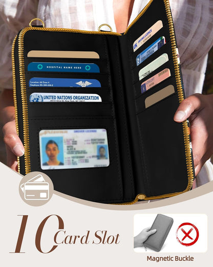 Phone Purse for Women - Cute Small Crossbody Bags Cellphone Wallet with Adjustable Strap Zipper and Card Slots