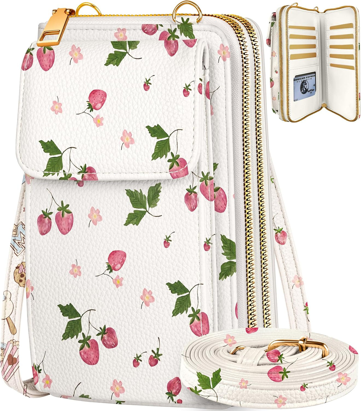 Phone Purse for Women - Cute Small Crossbody Bags Cellphone Wallet with Adjustable Strap Zipper and Card Slots