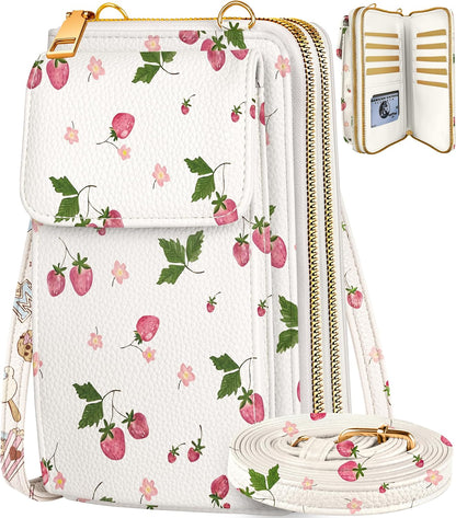 Phone Purse for Women - Cute Small Crossbody Bags Cellphone Wallet with Adjustable Strap Zipper and Card Slots