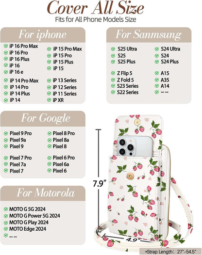 Phone Purse for Women - Cute Small Crossbody Bags Cellphone Wallet with Adjustable Strap Zipper and Card Slots