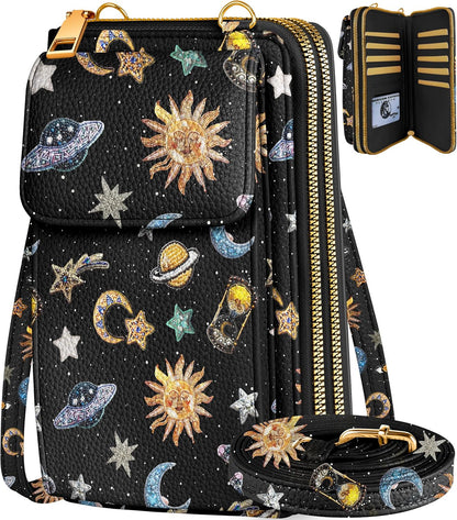 Phone Purse for Women - Cute Small Crossbody Bags Cellphone Wallet with Adjustable Strap Zipper and Card Slots