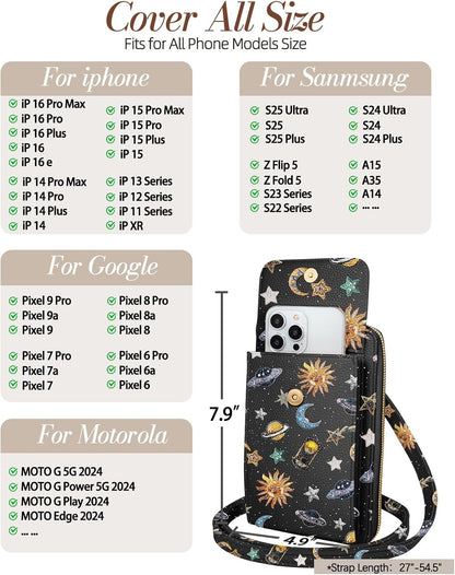 Phone Purse for Women - Cute Small Crossbody Bags Cellphone Wallet with Adjustable Strap Zipper and Card Slots