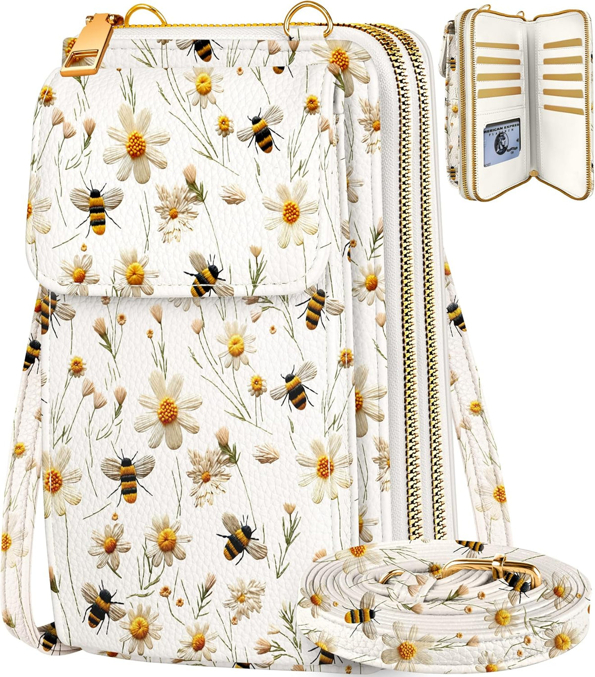 Phone Purse for Women - Cute Small Crossbody Bags Cellphone Wallet with Adjustable Strap Zipper and Card Slots