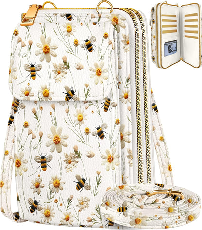 Phone Purse for Women - Cute Small Crossbody Bags Cellphone Wallet with Adjustable Strap Zipper and Card Slots