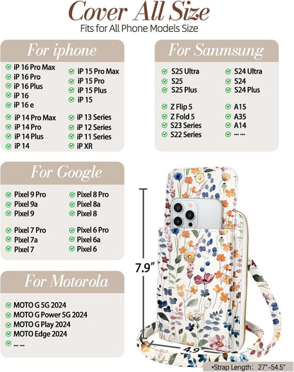 Phone Purse for Women - Cute Small Crossbody Bags Cellphone Wallet with Adjustable Strap Zipper and Card Slots