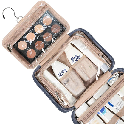 Travel Toiletry Bag for Women, Makeup Essentials Organizer, Hanging Case for Accessories, Cosmetics, Large Size, Pink