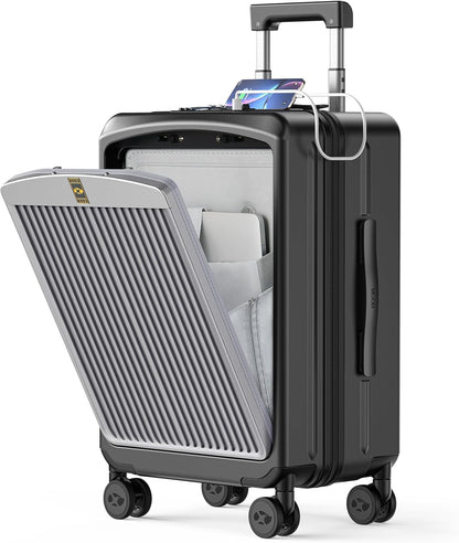 Carry on Luggage Airline Approved, 20 Inch with TSA Lock | PC Hard Shell Suitcase with Double Spinner Wheels and USB Port, Lightweight for Travel & Business