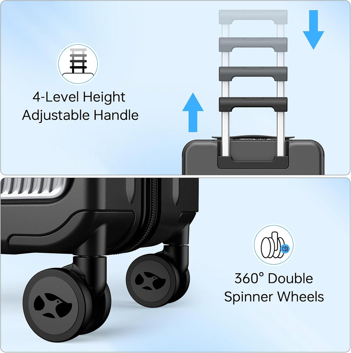 Carry on Luggage Airline Approved, 20 Inch with TSA Lock | PC Hard Shell Suitcase with Double Spinner Wheels and USB Port, Lightweight for Travel & Business
