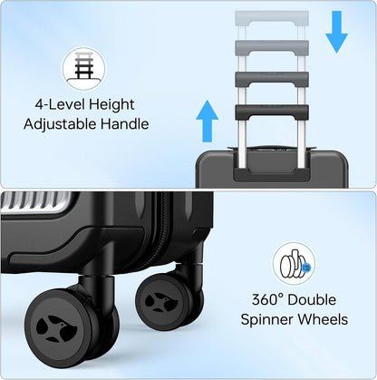 Carry on Luggage Airline Approved, 20 Inch with TSA Lock | PC Hard Shell Suitcase with Double Spinner Wheels and USB Port, Lightweight for Travel & Business
