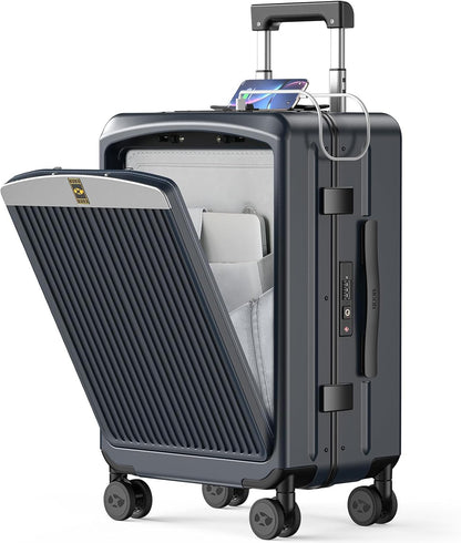 Carry on Luggage Airline Approved, 20 Inch with TSA Lock | PC Hard Shell Suitcase with Double Spinner Wheels and USB Port, Lightweight for Travel & Business