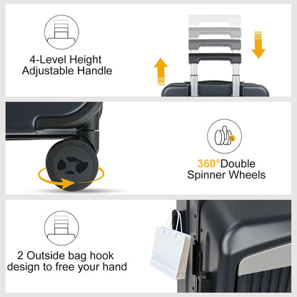 Carry on Luggage Airline Approved, 20 Inch with TSA Lock | PC Hard Shell Suitcase with Double Spinner Wheels and USB Port, Lightweight for Travel & Business