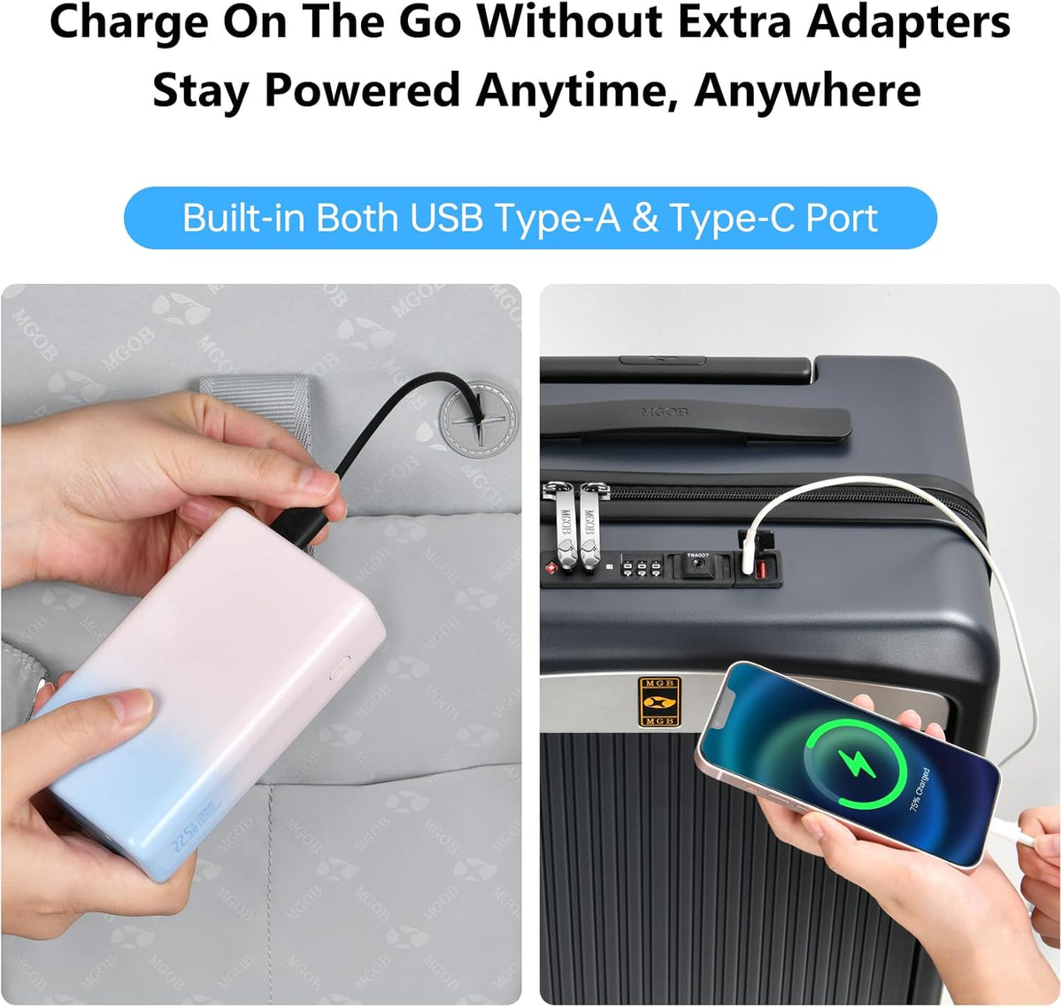 Carry on Luggage Airline Approved, 20 Inch with TSA Lock | PC Hard Shell Suitcase with Double Spinner Wheels and USB Port, Lightweight for Travel & Business