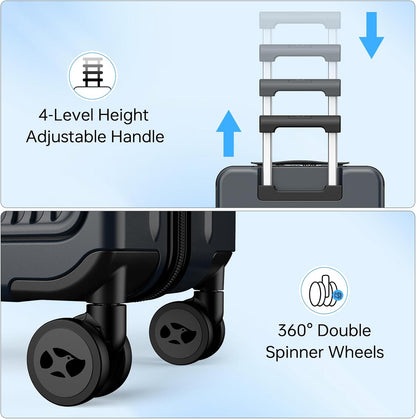 Carry on Luggage Airline Approved, 20 Inch with TSA Lock | PC Hard Shell Suitcase with Double Spinner Wheels and USB Port, Lightweight for Travel & Business