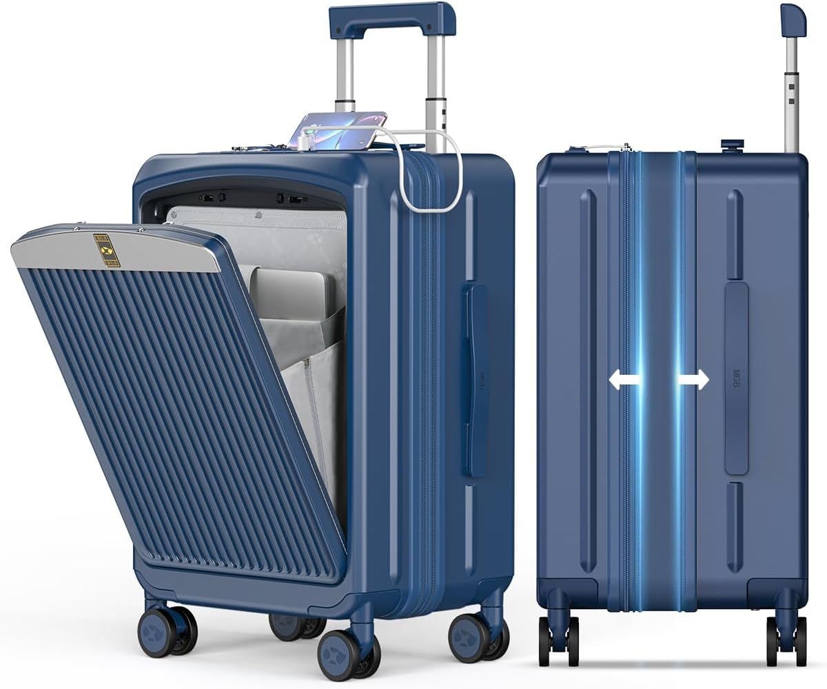 Carry on Luggage Airline Approved, 20 Inch with TSA Lock | PC Hard Shell Suitcase with Double Spinner Wheels and USB Port, Lightweight for Travel & Business
