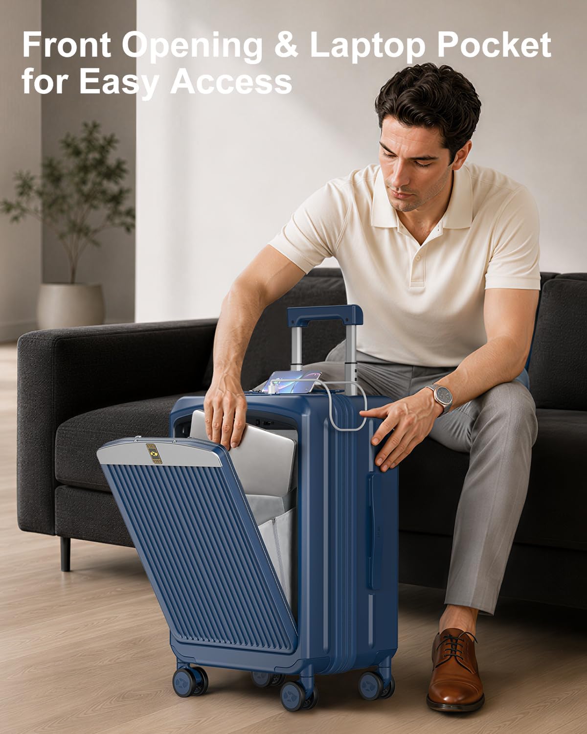 Carry on Luggage Airline Approved, 20 Inch with TSA Lock | PC Hard Shell Suitcase with Double Spinner Wheels and USB Port, Lightweight for Travel & Business