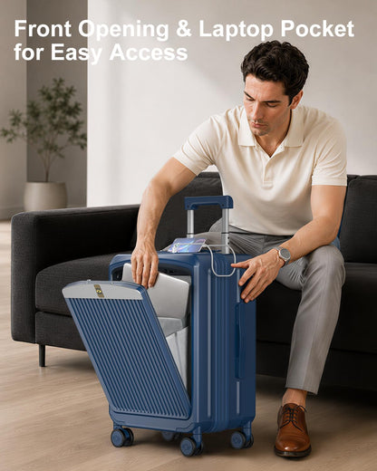 Carry on Luggage Airline Approved, 20 Inch with TSA Lock | PC Hard Shell Suitcase with Double Spinner Wheels and USB Port, Lightweight for Travel & Business