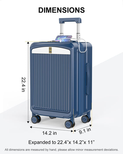 Carry on Luggage Airline Approved, 20 Inch with TSA Lock | PC Hard Shell Suitcase with Double Spinner Wheels and USB Port, Lightweight for Travel & Business