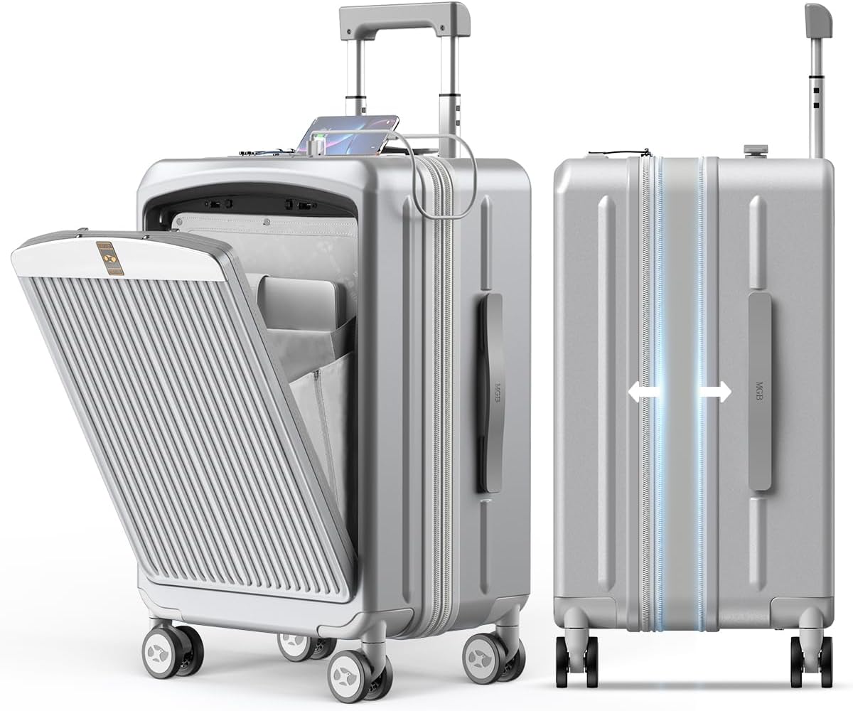 Carry on Luggage Airline Approved, 20 Inch with TSA Lock | PC Hard Shell Suitcase with Double Spinner Wheels and USB Port, Lightweight for Travel & Business