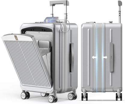 Carry on Luggage Airline Approved, 20 Inch with TSA Lock | PC Hard Shell Suitcase with Double Spinner Wheels and USB Port, Lightweight for Travel & Business