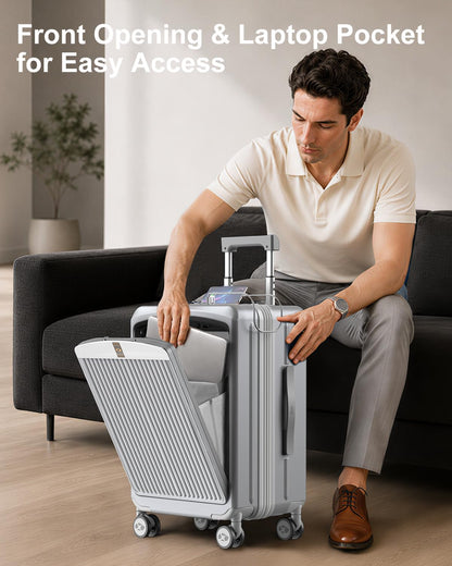 Carry on Luggage Airline Approved, 20 Inch with TSA Lock | PC Hard Shell Suitcase with Double Spinner Wheels and USB Port, Lightweight for Travel & Business