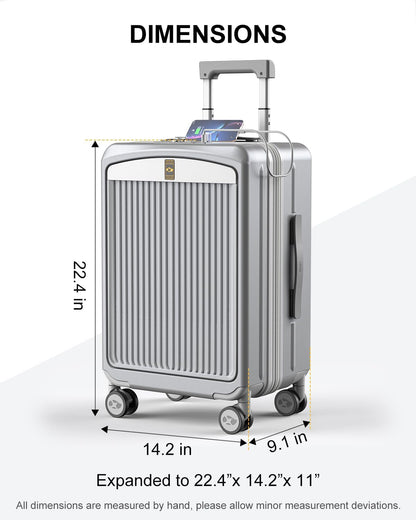 Carry on Luggage Airline Approved, 20 Inch with TSA Lock | PC Hard Shell Suitcase with Double Spinner Wheels and USB Port, Lightweight for Travel & Business