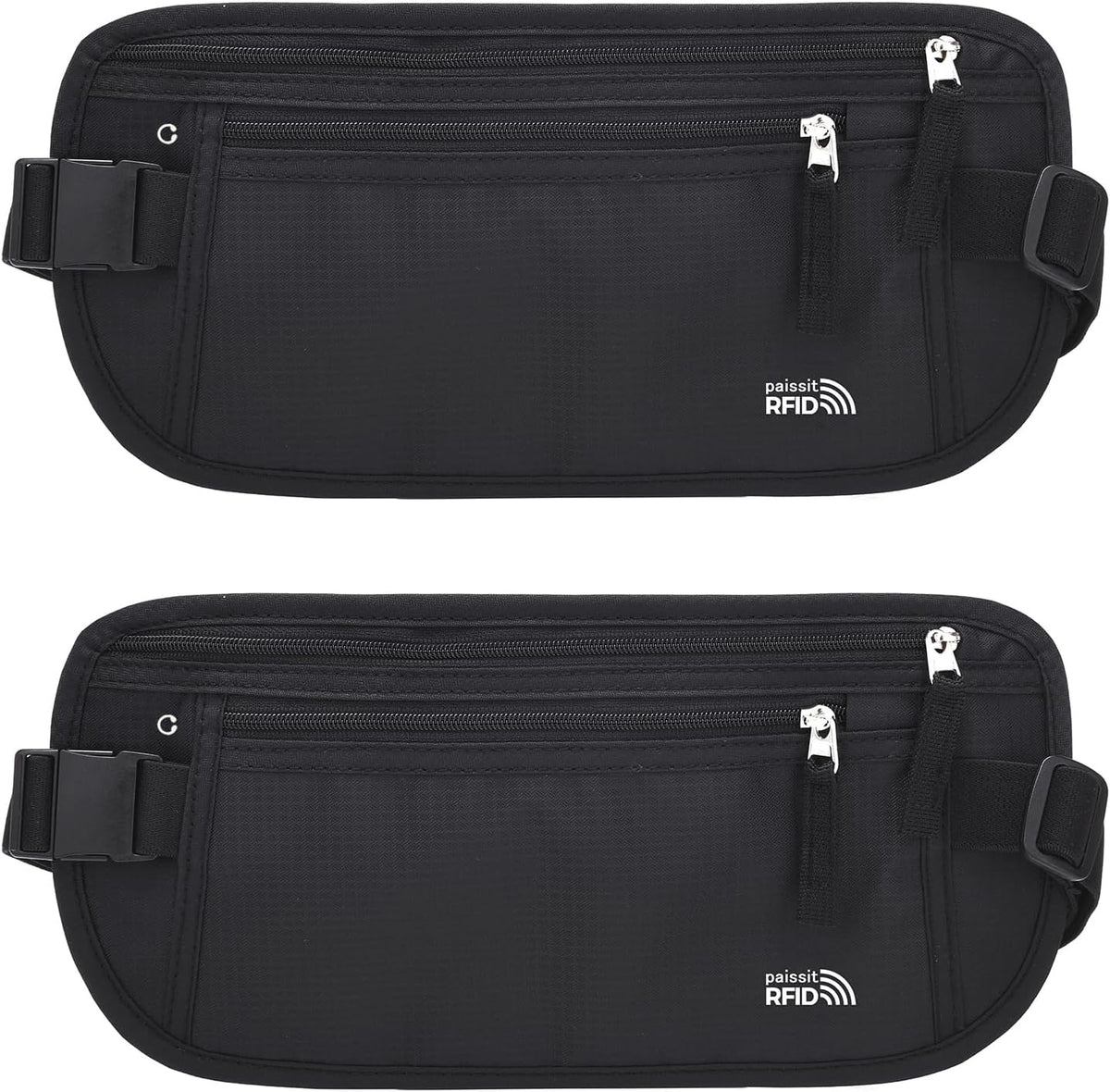 Unisex Money Belt For Men and Women, Slim Passport Holder RFID Blocking Travel Essentials Pouch with Adjustable Strap Small Waist Pouch for Workout Running Travelling Hiking, Beige