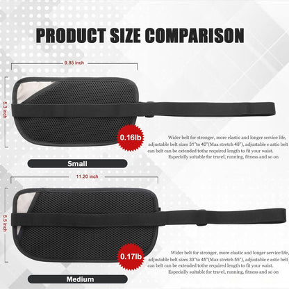 Unisex Money Belt For Men and Women, Slim Passport Holder RFID Blocking Travel Essentials Pouch with Adjustable Strap Small Waist Pouch for Workout Running Travelling Hiking, Beige