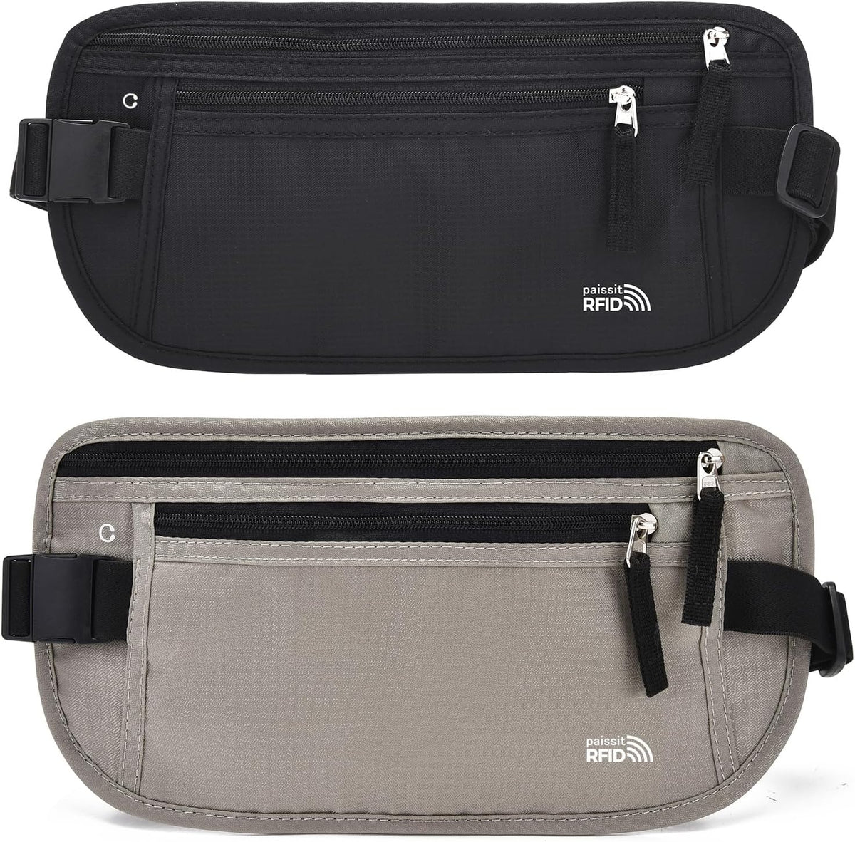 Unisex Money Belt For Men and Women, Slim Passport Holder RFID Blocking Travel Essentials Pouch with Adjustable Strap Small Waist Pouch for Workout Running Travelling Hiking, Beige